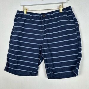 Aeropostale Mens Chino Striped Shorts Navy Blue Size 34 Preppy Casual Summer